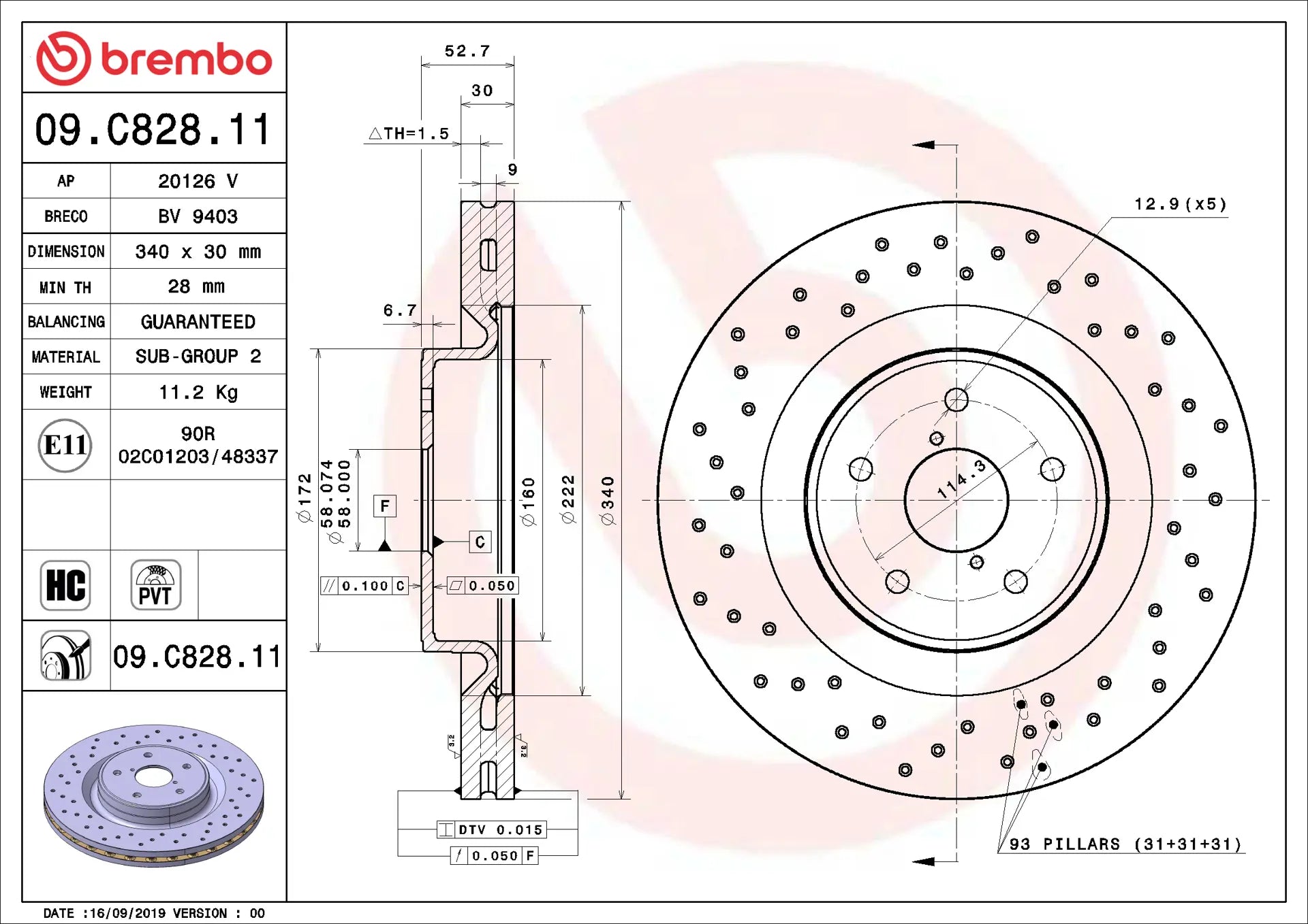 Brembo Ventilated Brake Disc Rotor | Front | 2018-2021 Subaru STi