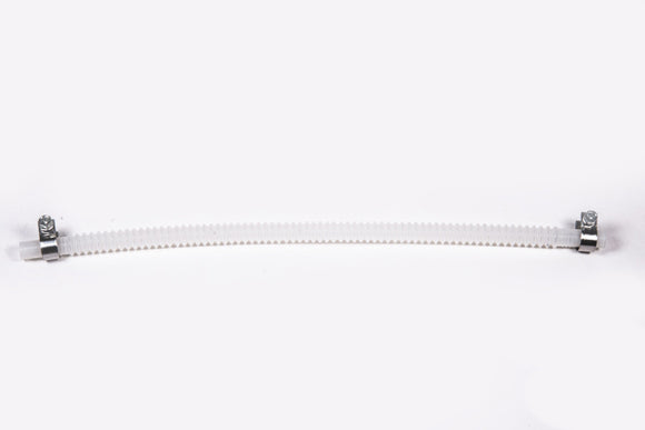 Stock photo of Radium 5/16In, 12.8In Long Submersible PTFE Fuel Tubing with metal clamps.