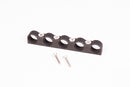 Stock photo of a black, 5-way Radium Hose Separator Clamp.