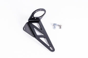 Stock photo of a black, metal Radium Alternate Mount For Evo X Crankcase Catch Can Kit