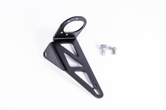 Stock photo of a black, metal Radium Alternate Mount For Evo X Crankcase Catch Can Kit