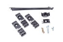 Stock photo of a black, metal Radium Fuel Line Retaining Kit for 2008 - 2021 Subaru.