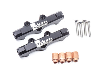 Stock photo of black, metal Radium Subaru EJ Top Feed Upgrade Fuel Rails