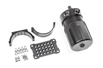 Stock photo of a black, metal Radium VTA Competition Catch Can