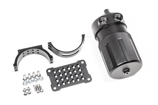 Stock photo of a black, metal Radium VTA Competition Catch Can
