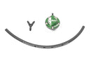 Stock photo of a green, metal Radium FPD-R Fuel Pulsation Damper 8AN ORB