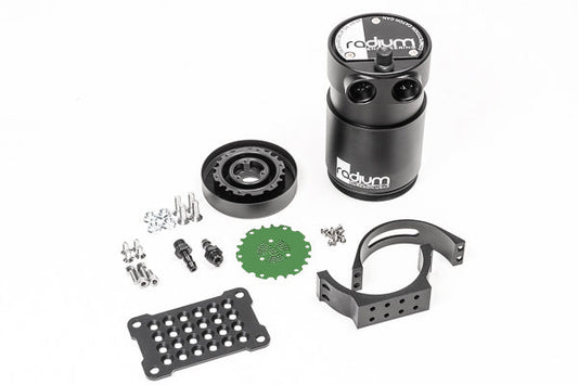 Stock photo of a black, metal Radium AOS-R kit with green accents.