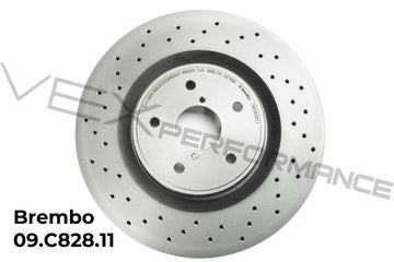 Brembo high-performance ventilated front brake disc rotor for 2018-2021 Subaru STis and 2018+ WRX models.