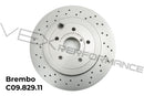 Brembo high-performance ventilated rear brake disc rotor for 2018-2021 Subaru STis and 2018+ WRX models.