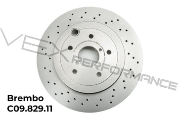 Brembo high-performance ventilated rear brake disc rotor for 2018-2021 Subaru STis and 2018+ WRX models.