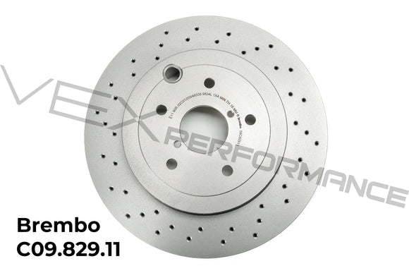 Brembo high-performance ventilated rear brake disc rotor for 2018-2021 Subaru STis and 2018+ WRX models.