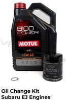 Oil change package for Subaru EJ engines using Motul 8100 Power 5W40 engine oil. 
