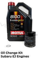 Oil change package for Subaru EJ engines using Motul 8100 X-cess Gen 2 5W40 engine oil. 