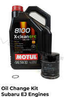 Oil change package for Subaru EJ engines using Motul 8100 X-clean EFE 5W30 engine oil. 