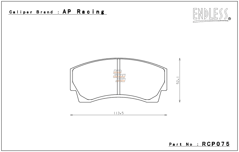 ENDLESS RCP075 MX72 Brake Pad Set for AP Racing Calipers