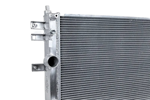 Close up shot of the mounting points for the CSF high-performance radiator. 