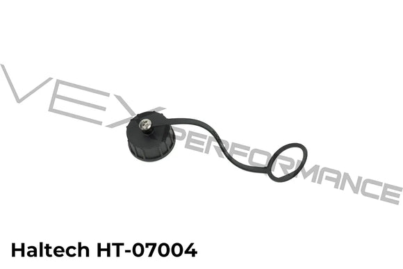 Reverse shot of Haltech black waterproof USB caps for the Elite ECU lineup.