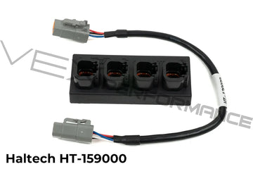 Haltech black CAN Hub 4 Port DTM with connection cable.