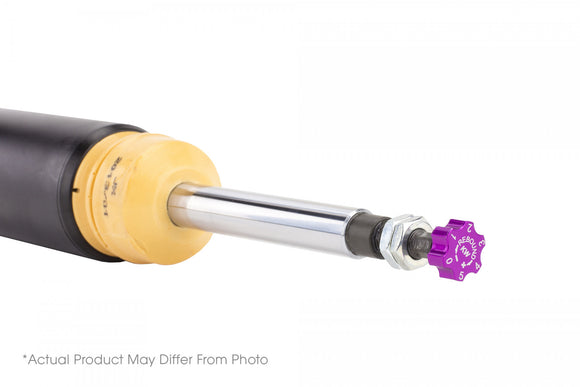 Close-up view of the rebound adjustment knob on select KW coilovers. 