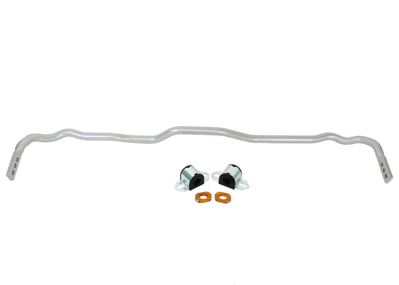 Whiteline heavy-duty, adjustable rear sway bar for Toyota GR Corollas with included bushing set and 3 mounting points. 