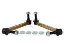 Side shot view of Whiteline front adjustable sway bar links for Toyota GR Corollas. 