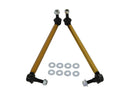 Top-down view of Whiteline front adjustable sway bar links for Toyota GR Corollas. 