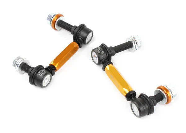 Angled stock photo of Whiteline heavy-duty sway bar links for Toyota GR Corolla.