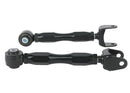 Pair of Whiteline black, metal adjustable, rear lower toe arms for Toyota GR Corollas. 