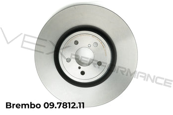 Brembo high-performance ventilated front brake rotors for 2004 Subaru STIs. 
