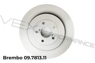 Brembo high-performance ventilated rear brake rotors for 2004 Subaru STIs. 