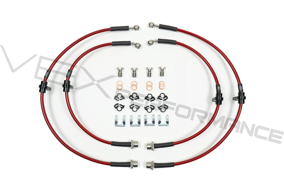 Overview shot of HEL Performance stainless steel brake lines for Toyota GR Corolla 2023+