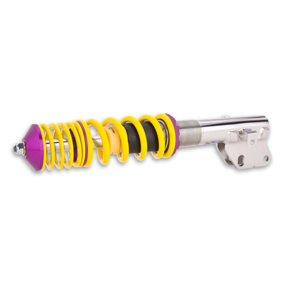 Close up shot of a single front coilover.
