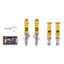 KW V1 high-performance stainless steel coilover suspension system for FT86 Subaru BRZ 2013+ models with yellow springs and purple hardware.
