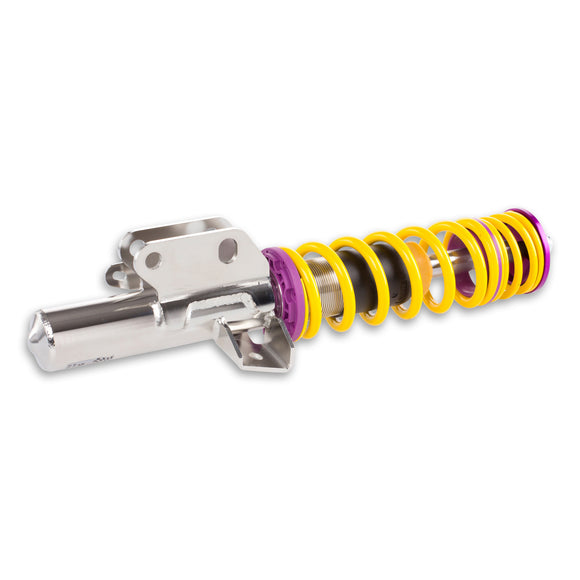 Close up shot of a single front coilover.