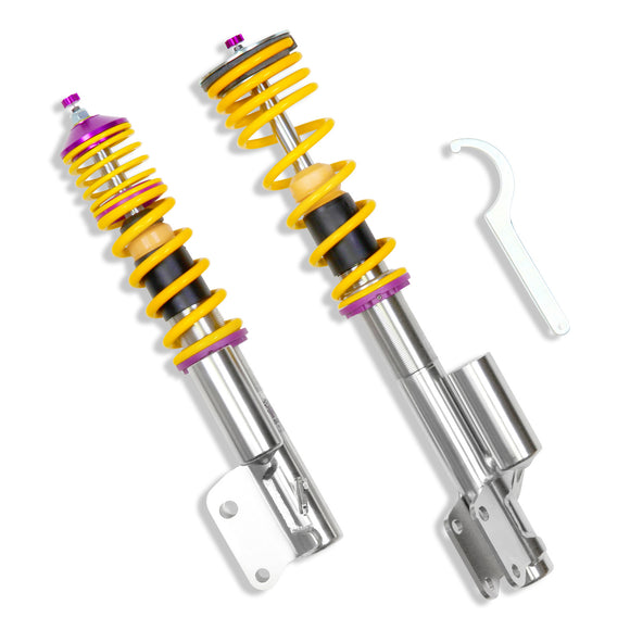 Close up shot of pair of front/rear coilovers.