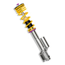 Close up shot of a single rear coilover with external piggyback reservoir.