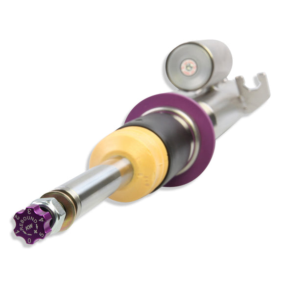 A detailed close up of the rear damper's rebound adjustment knob