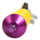 Close up shot of the purple rebound adjustment knob.