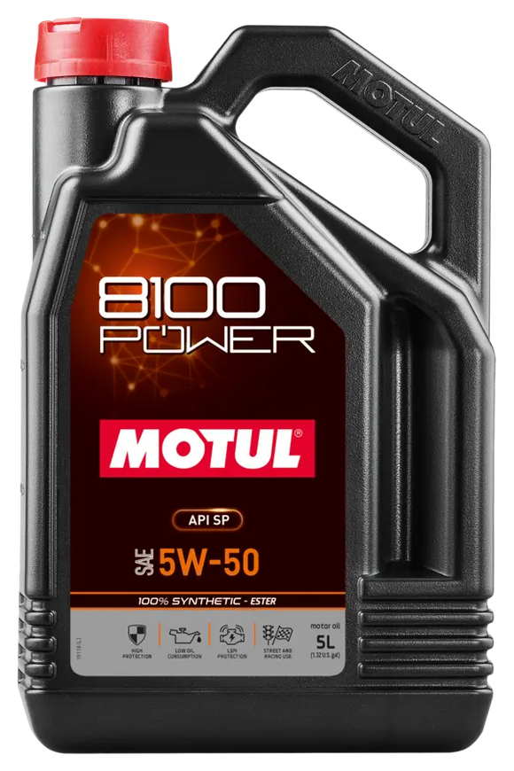 Motul 8100 Power 5W40/5W50 Synthetic Engine Oil, 5L