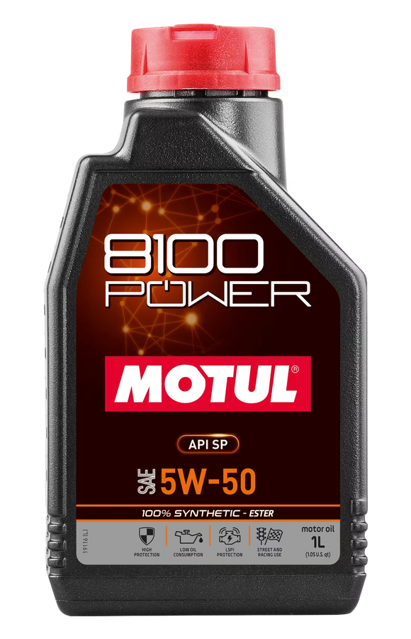 Motul 8100 Power 5W40/5W50 Synthetic Engine Oil, 5L