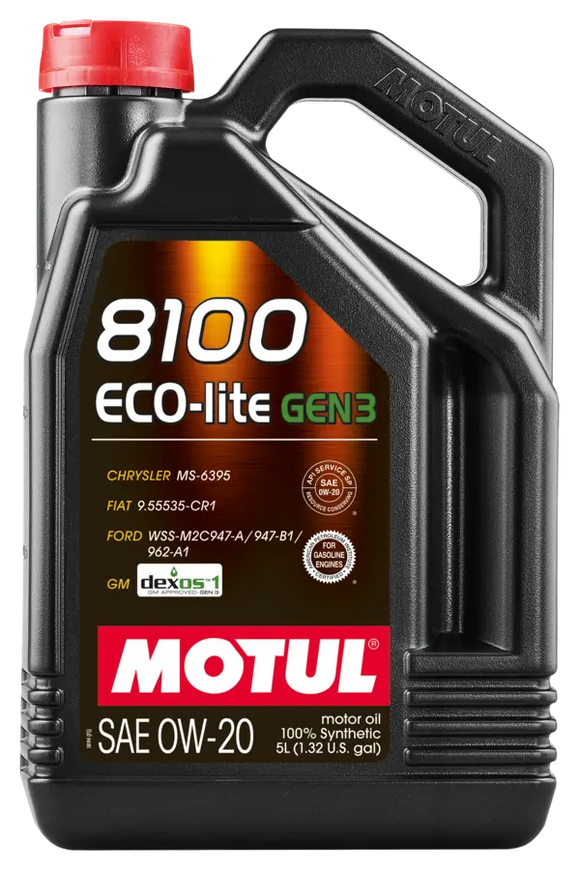 Motul 8100 ECO-Lite 0W20/5W20/5W30 Synthetic Engine Oil