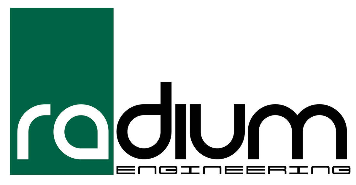 Radium Engineering logo with an iconic green rectangle alongside black, stylized text. 